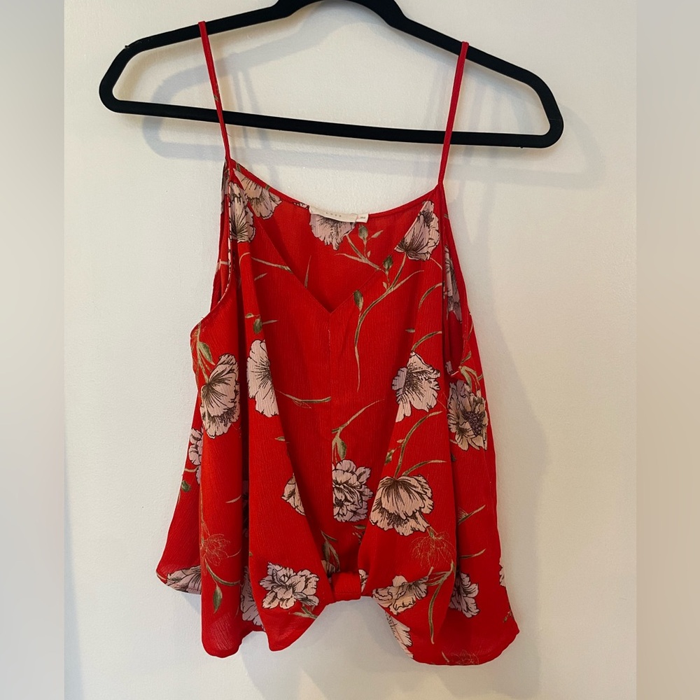 Red Floral Lush Tank in XL